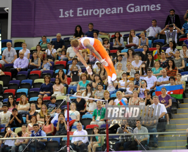 Azərbaycan gimnastı Oleq Stepko Avropa Oyunlarında gümüş medal qazandı. Bakı, Azərbaycan, 18 iyun 2015